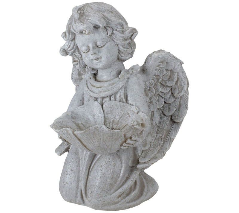 Northlight 9" Angel with Flower Bird Feeder Gar den Statue — View 3