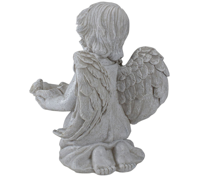 Northlight 9" Angel with Flower Bird Feeder Gar den Statue — View 6