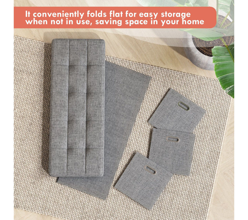 Ornavo Home Foldable Storage Long Bench Ottomaw/ 3 Drawers — View 8
