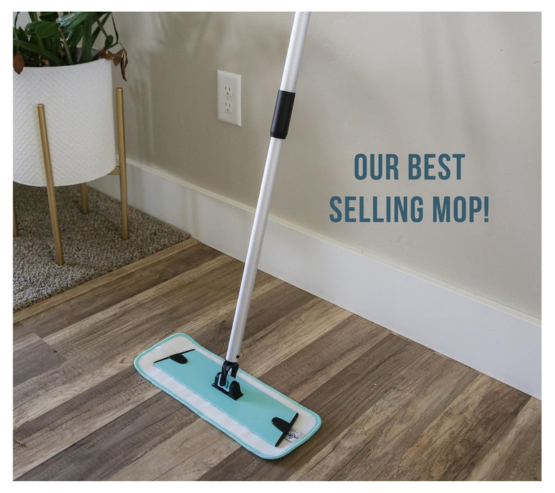 Don Aslett 12" Aluminum Mop with 2 Microfiber Mop Pads Aqua — View 4