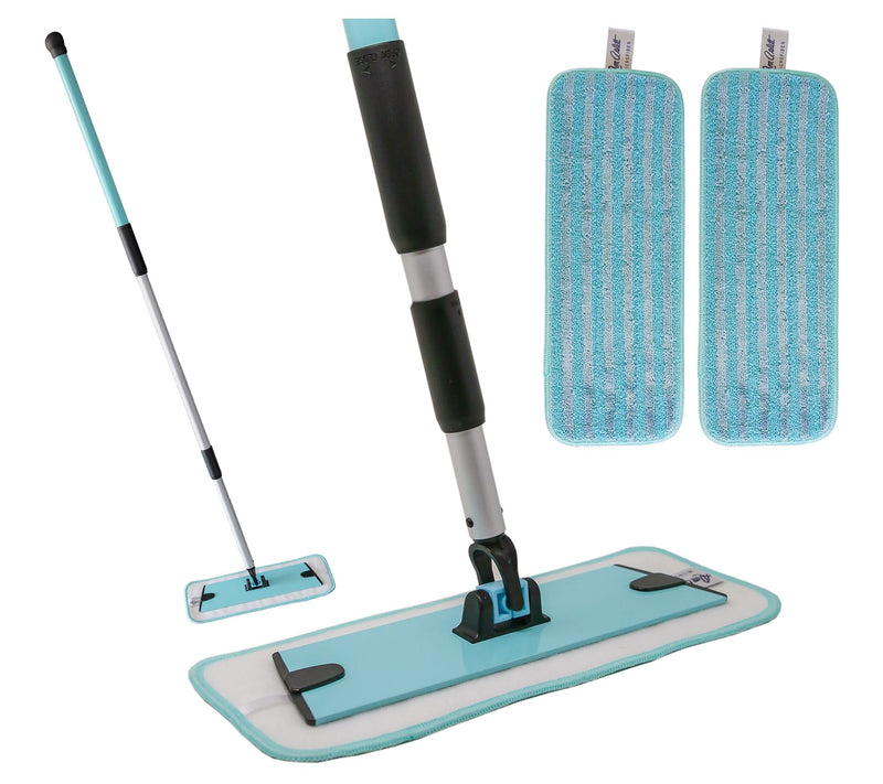 Don Aslett 12" Aluminum Mop with 2 Microfiber Mop Pads Aqua — View 3