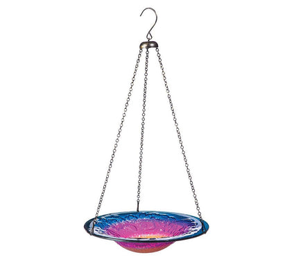 Evergreen Hanging Sunrise Glass Birdbath