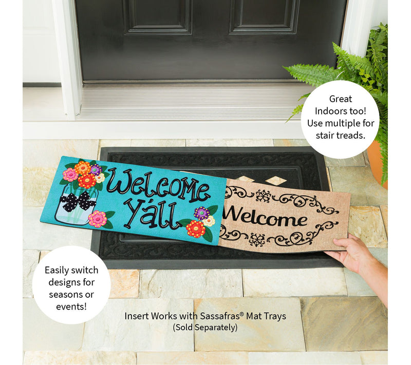 Evergreen Welcome Y'all Burlap Garden Flag & Sasafras Mat Set — View 7