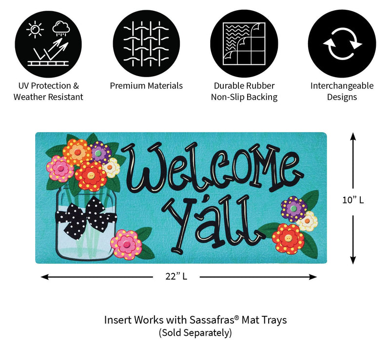 Evergreen Welcome Y'all Burlap Garden Flag & Sasafras Mat Set — View 6