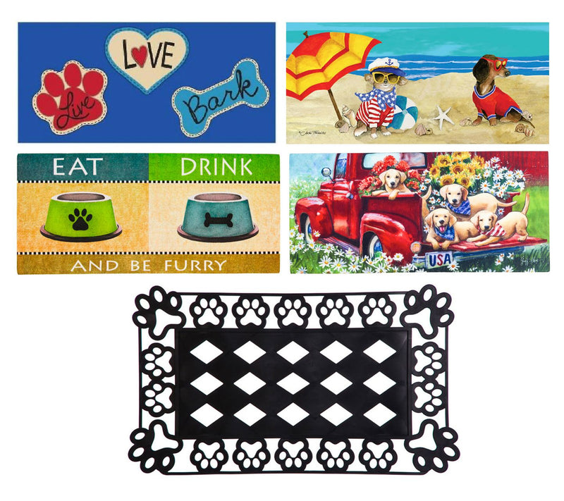 Evergreen Dog Lovers Set of 4 Sassafras Mat Insrts & Mat Tray — Main view
