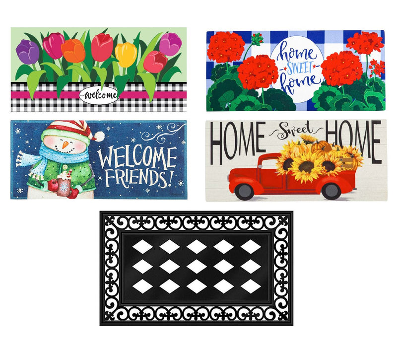 Evergreen Holidays & Seasons Set of 4 SassafrasMats & 1 Tray — View 30