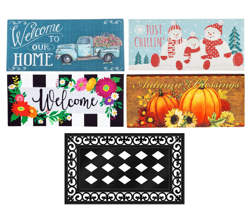 Evergreen Holidays & Seasons Set of 4 SassafrasMats & 1 Tray — View 34