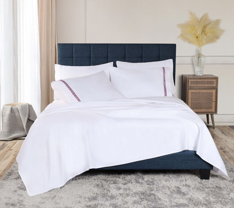 Superior Egyptian Cotton Embroidered Bed Sheetet- Cal King — Main view