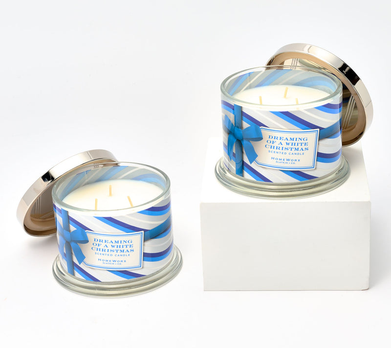 HomeWorx by Slatkin + Co. S/2 Dreaming of White Christmas 14-oz Candles — Main view