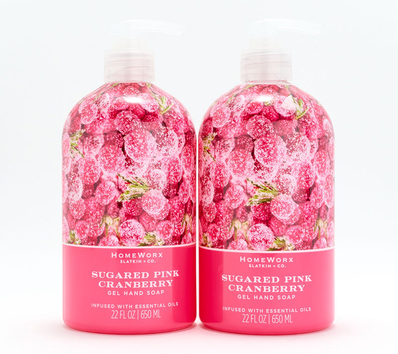 HomeWorx by Slatkin + Co. Set of 2 22oz. Sugared Pink Cranberry Soaps — Main view