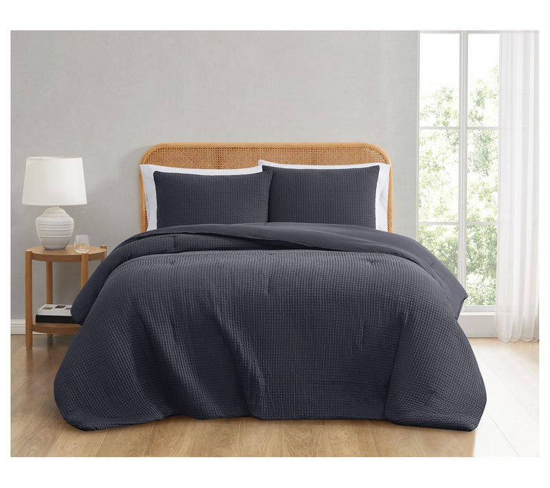 Truly Soft Textured Waffle Full/Queen 3 Piece Comforter Set — View 9