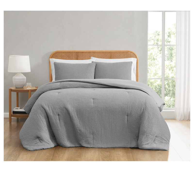 Truly Soft Textured Waffle Full/Queen 3 Piece Comforter Set — View 10