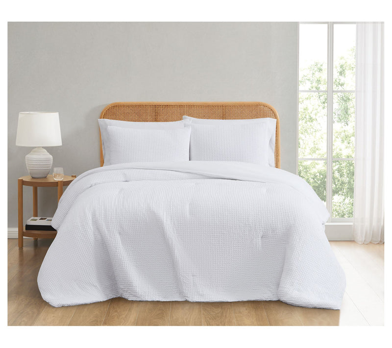 Truly Soft Textured Waffle Full/Queen 3 Piece Comforter Set — Main view