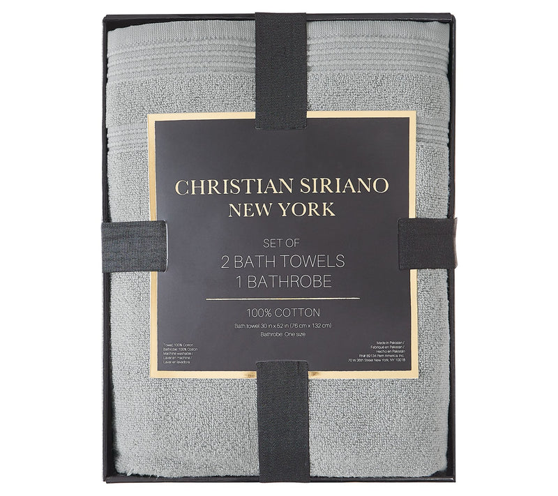 Christian Siriano NY Solid Bath Towel Set and Robe in Gift Box — View 3