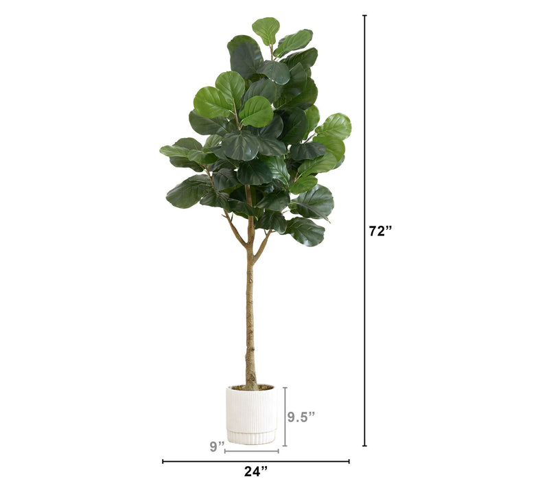 Nearly Natural 6' Artificial Fiddle Leaf Fig Tree in Planter — View 4
