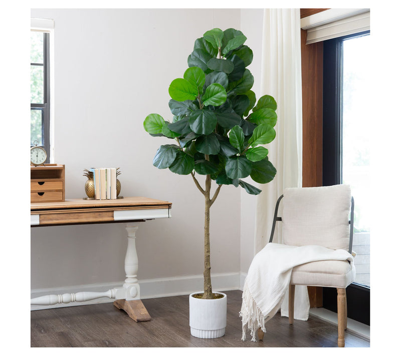 Nearly Natural 6' Artificial Fiddle Leaf Fig Tree in Planter — View 5