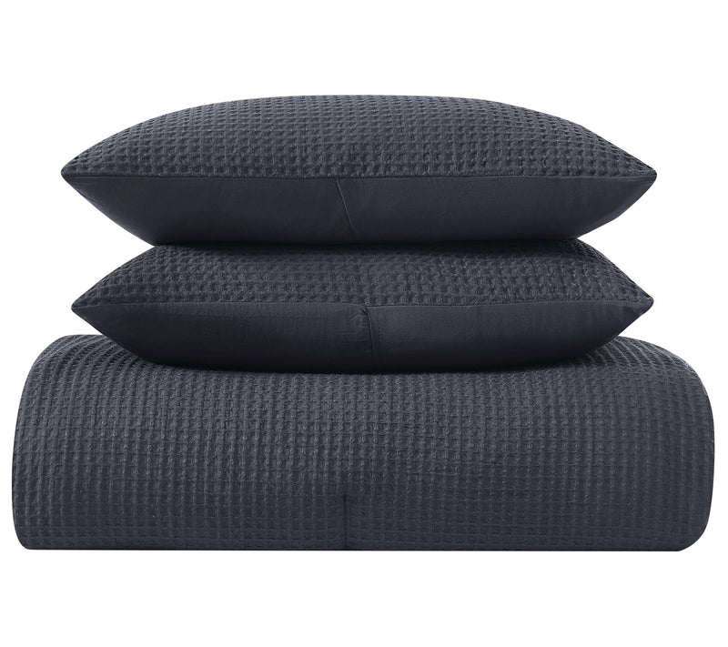 Truly Soft Textured Waffle King 3 Piece Comforter Set — View 2