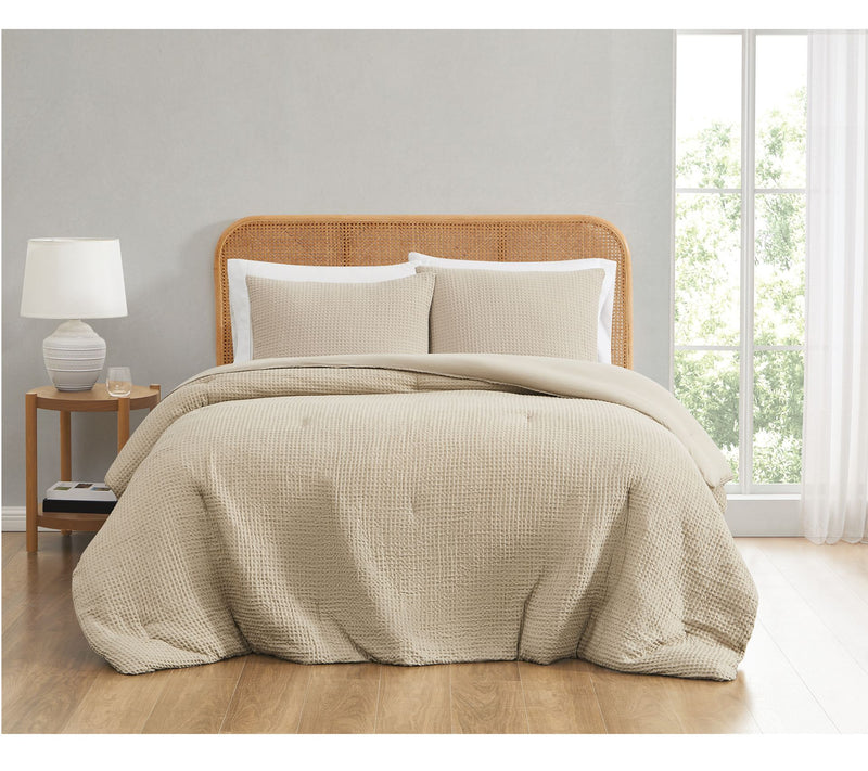 Truly Soft Textured Waffle King 3 Piece Comforter Set — View 7