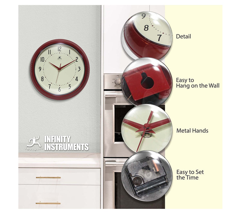 Infinity Instru ments Retro Rou nd Wall Clock, 15 Inch — View 11