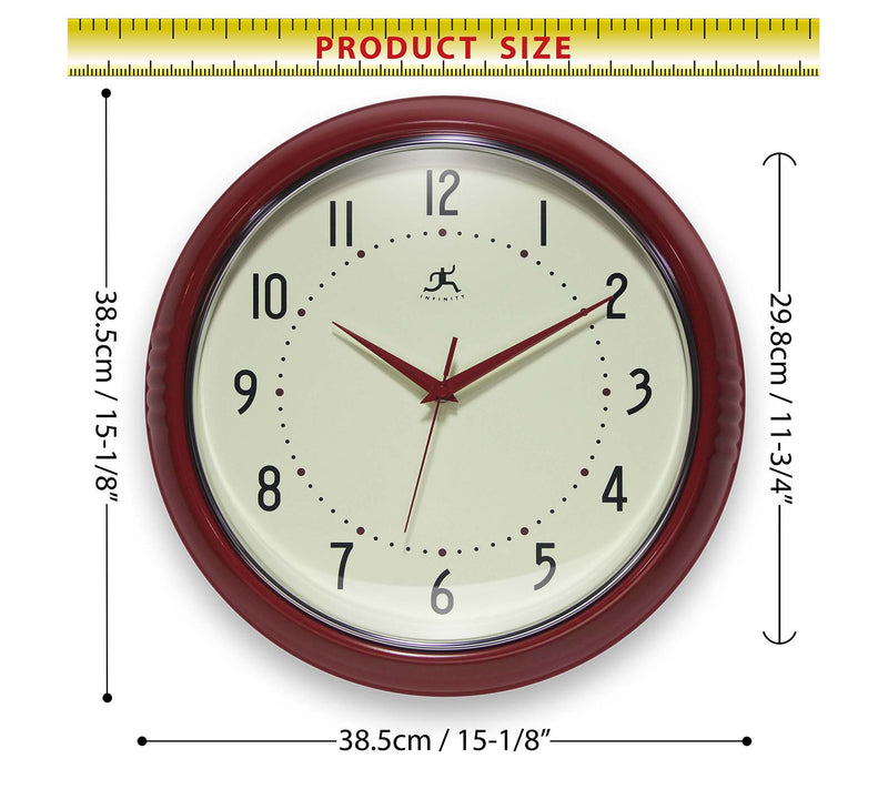 Infinity Instru ments Retro Rou nd Wall Clock, 15 Inch — View 12