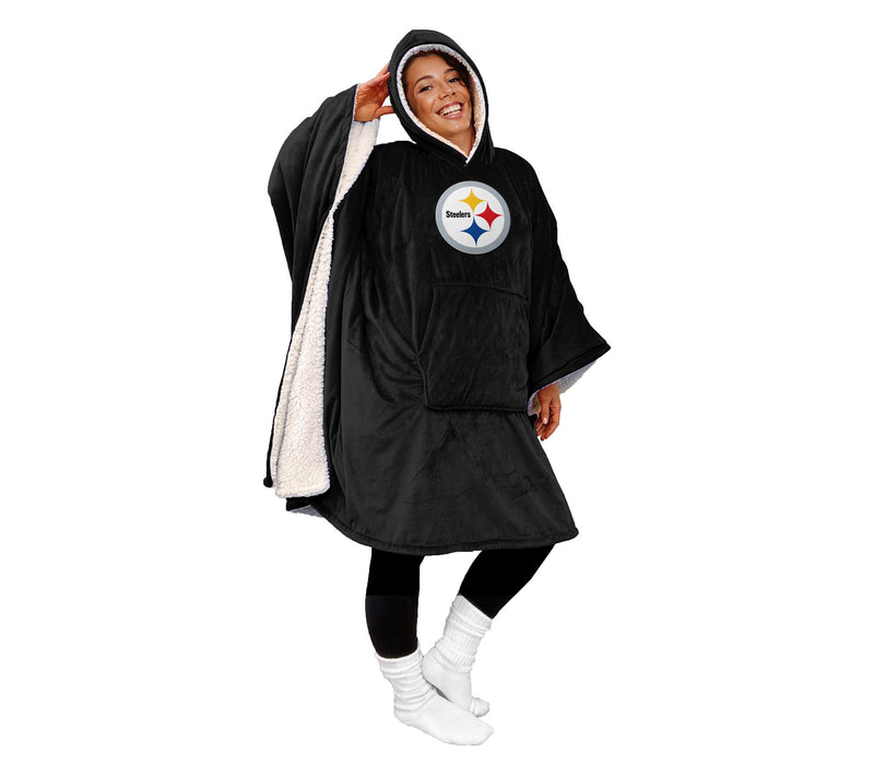 NFL Licensed 60" x 80" Wearable Hooded Blanket with Logo Patch — View 41