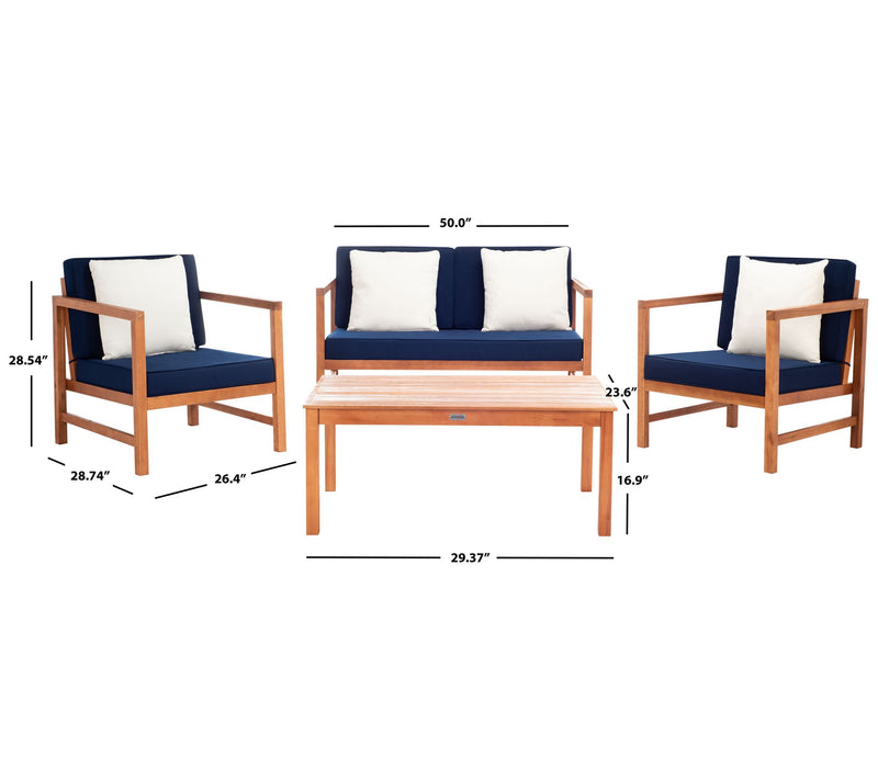 Safavieh Montez 4 Piece Outdoor Set With AccentPillows — View 14