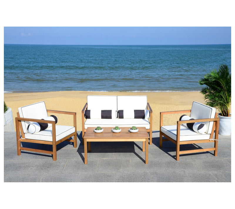 Safavieh Montez 4 Piece Outdoor Set With AccentPillows — View 7