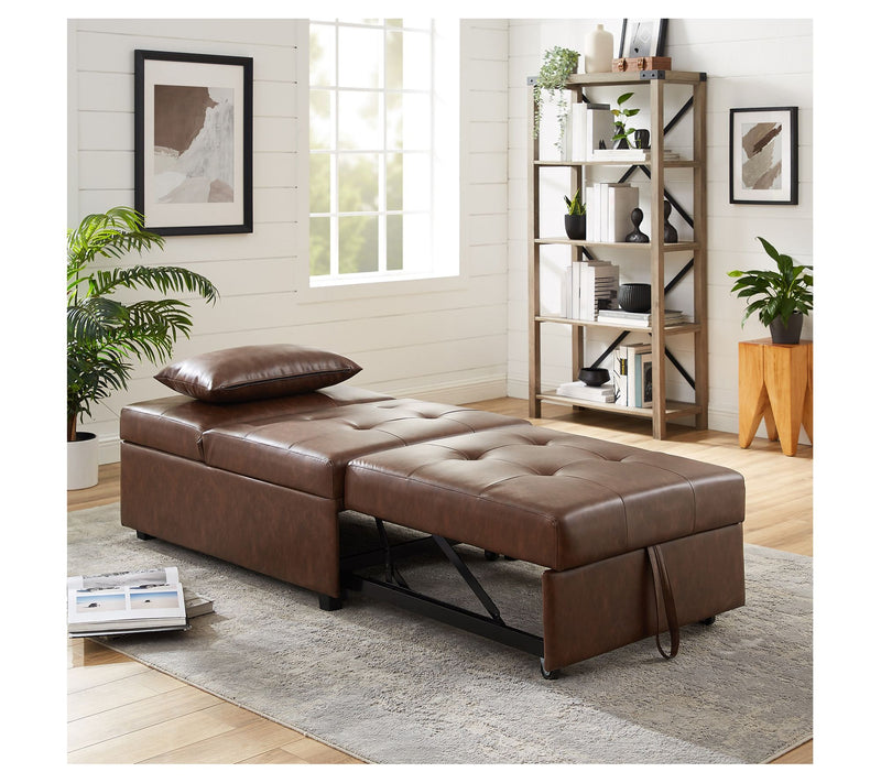 Linon Home Decor Clive 4 in 1Convertible Faux Leather Sofa Bed — View 4