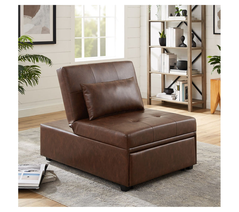 Linon Home Decor Clive 4 in 1Convertible Faux Leather Sofa Bed — Main view