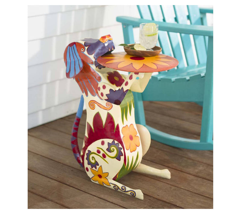 Evergreen Colorful Folk Art Metal Dog Side Table — Main view