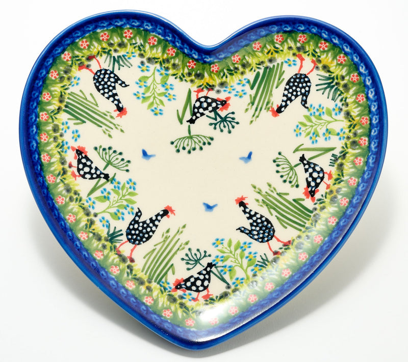 Lidia's Polish Pottery Hand Painted Heart Plate — Main view