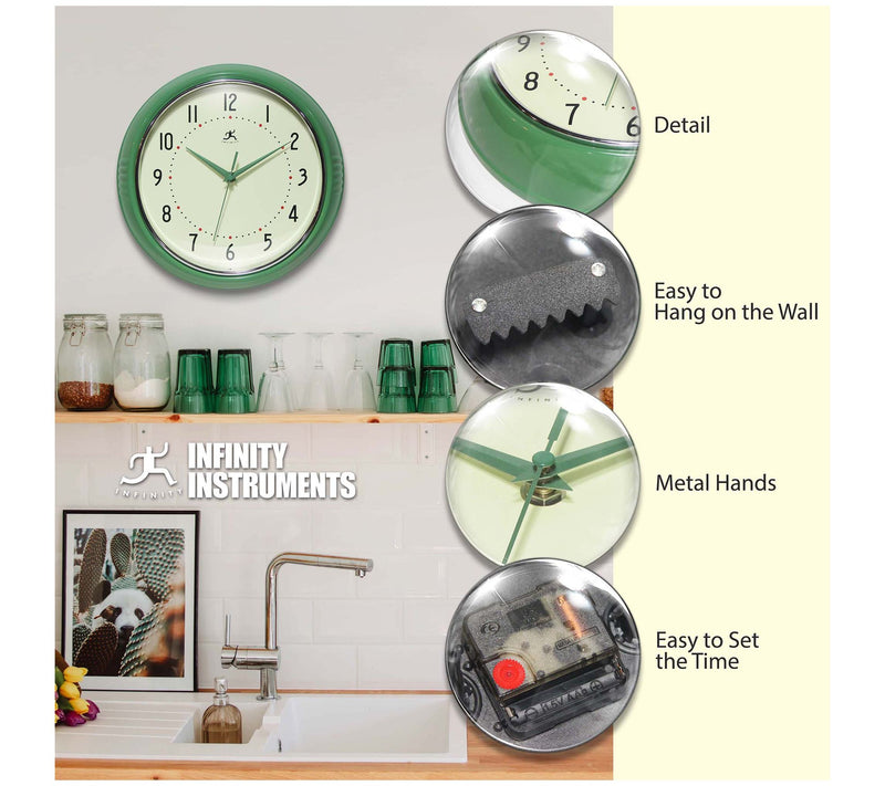 Infinity Instru ments Round Ret ro Wall Clock, 12 Inch — View 11
