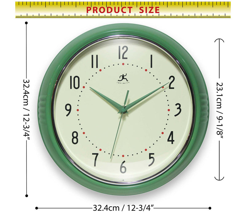 Infinity Instru ments Round Ret ro Wall Clock, 12 Inch — View 12