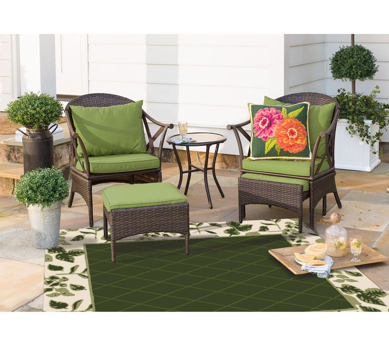 Evergreen Wicker Patio Furniture Set with LightGreen Cushions — View 2