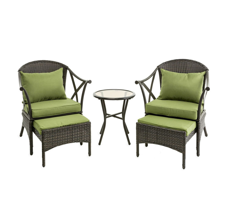Evergreen Wicker Patio Furniture Set with LightGreen Cushions — Main view