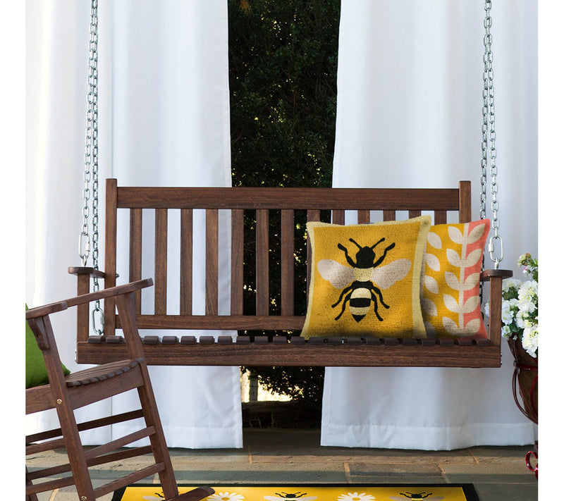 Evergreen Natural Stain Slatted Wood Porch Swing — View 5