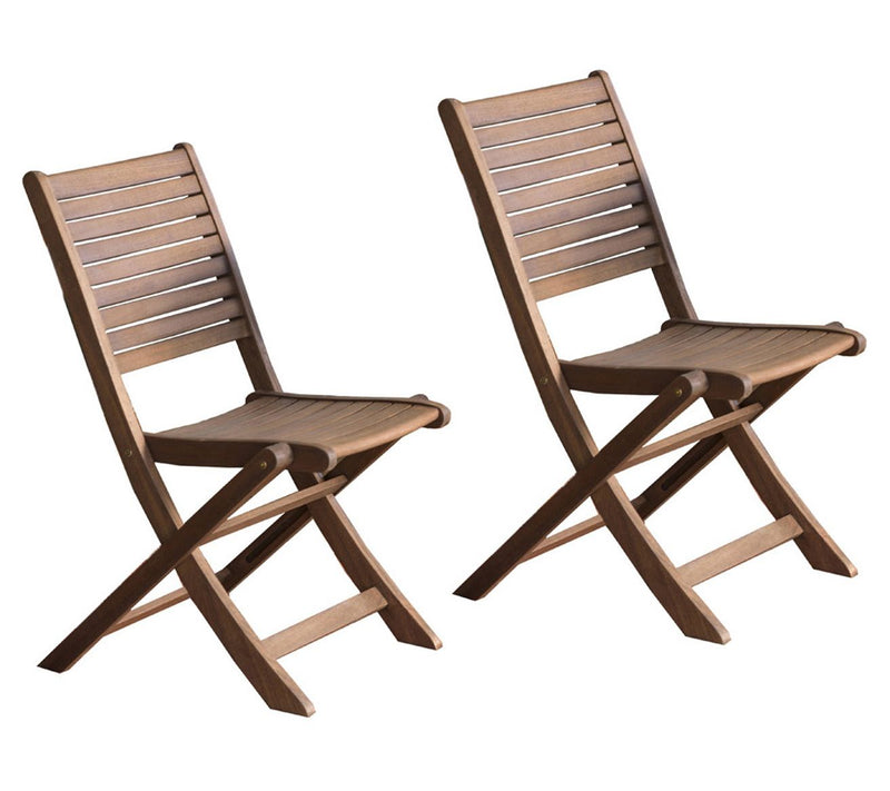 Evergreen Set of 2 Eucalyptus Folding Bistro Chairs — View 6