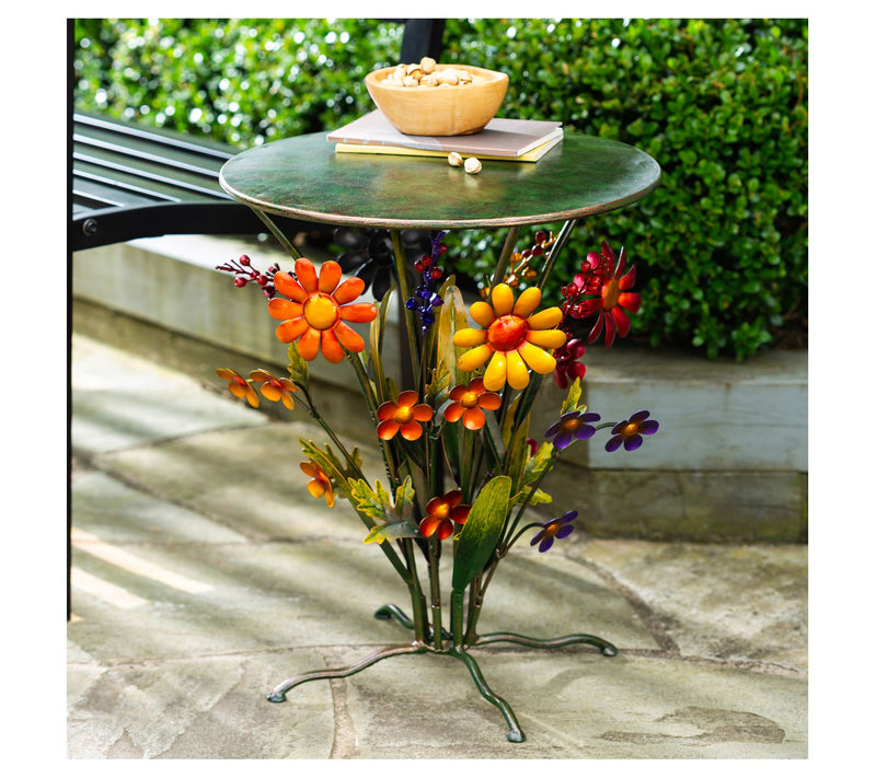 Evergreen Handmade Metal Daisies Side Table — Main view