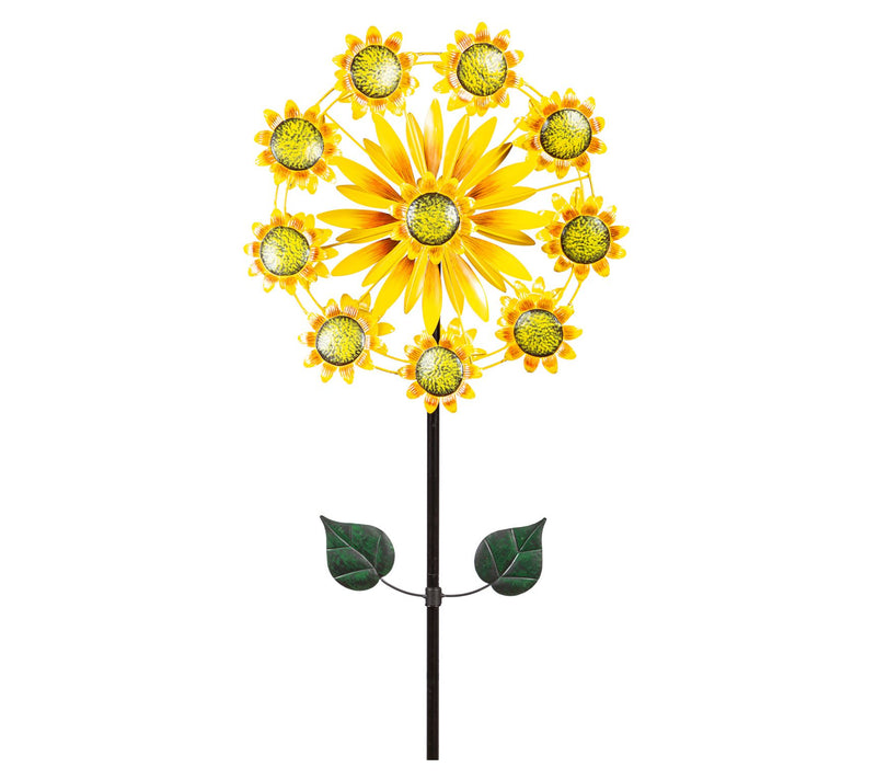 Evergreen 75"H Double Sunflower Wind Spinner — View 6