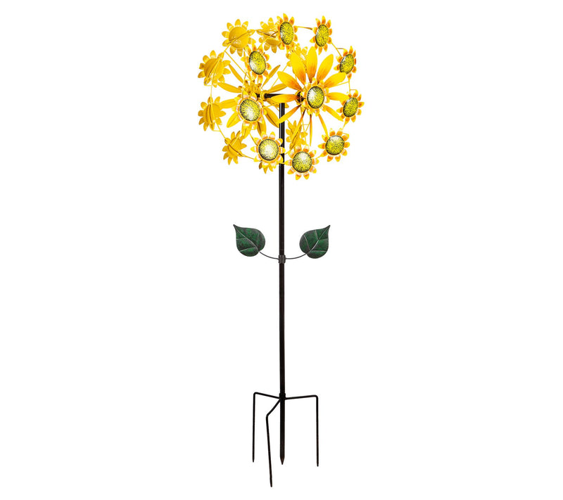 Evergreen 75"H Double Sunflower Wind Spinner — View 4