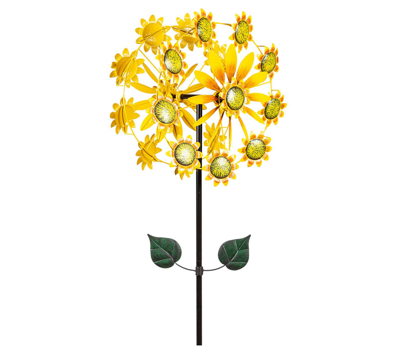 Evergreen 75"H Double Sunflower Wind Spinner — View 5
