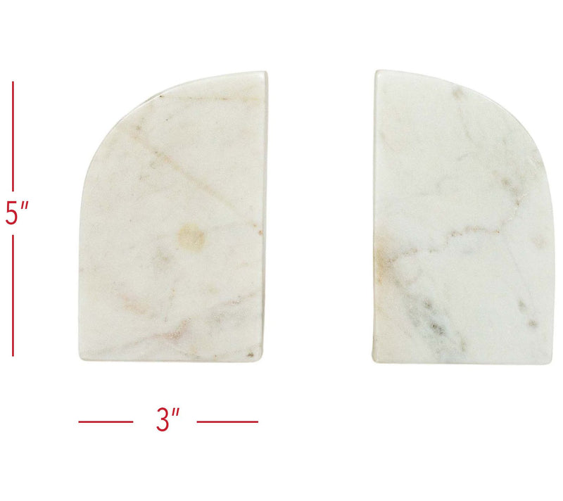 Foreside Home & Garden Set of 2 Arch Bookends White Marble — View 7