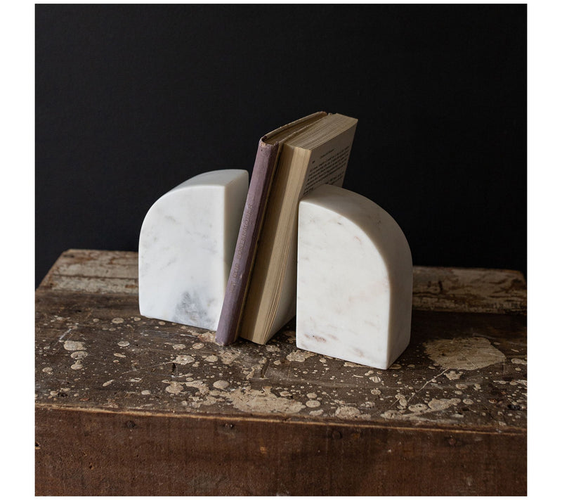 Foreside Home & Garden Set of 2 Arch Bookends White Marble — View 8