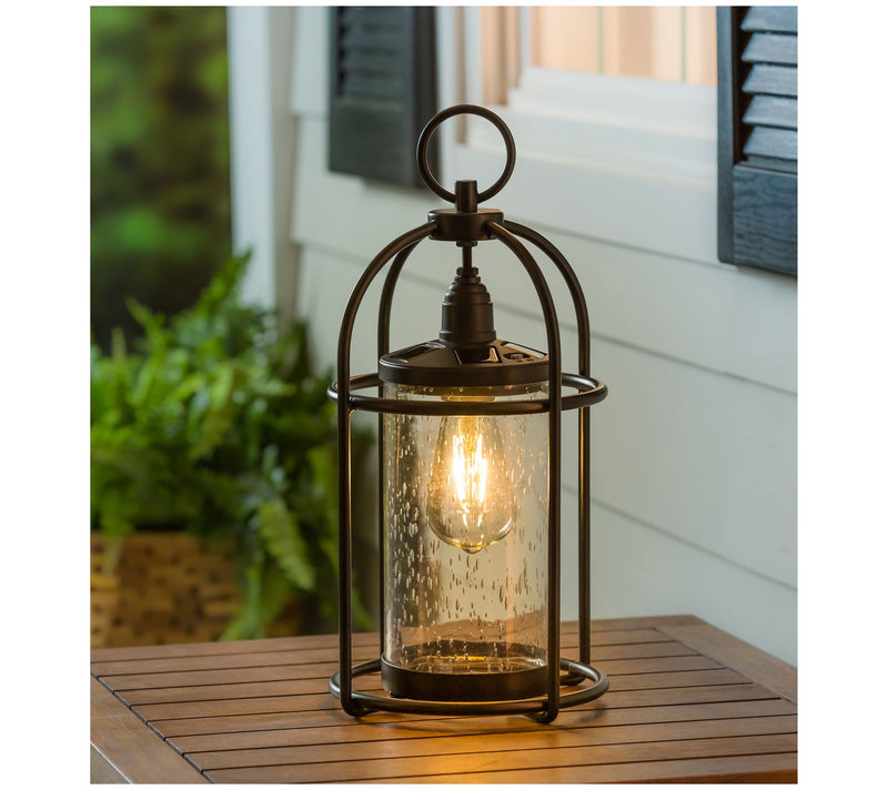 Evergreen Solar Metal Lantern With Clear Glass — View 6
