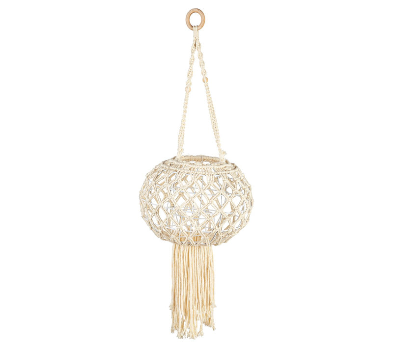 Evergreen Macrame Large Hanging Globe Plant Covr, Natural — View 4
