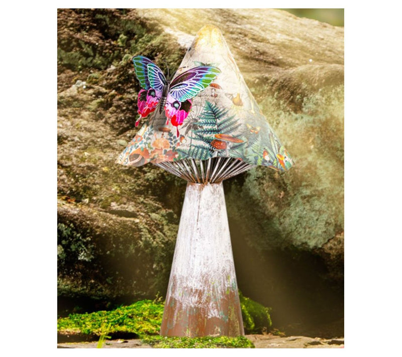 Evergreen Printed Metal Mushroom Statuary — View 2