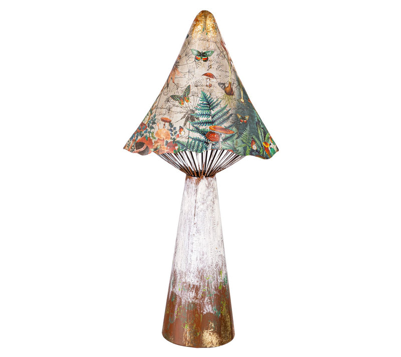 Evergreen Printed Metal Mushroom Statuary — View 4