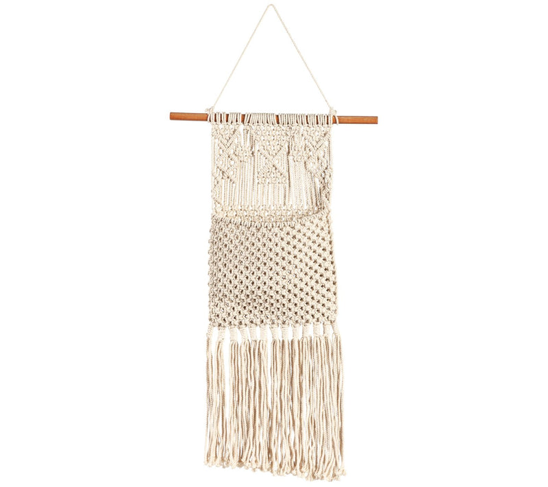 Evergreen Macrame Wall Pocket Plant Cover, Natural — Main view
