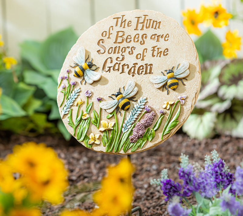 Evergreen Humming Bees Springtime Garden Stone — View 2