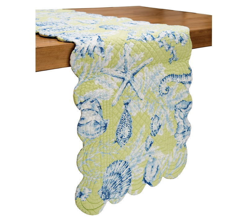 Fenwick Isle 14" x 51" Green Table Runner by Valerie — View 3
